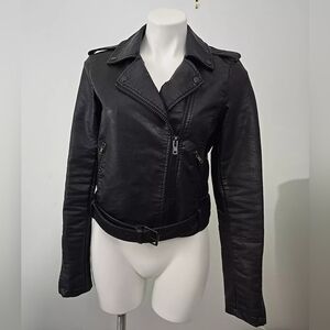 Wild Fable Faux Leather Biker Jacket,  Black,  Small